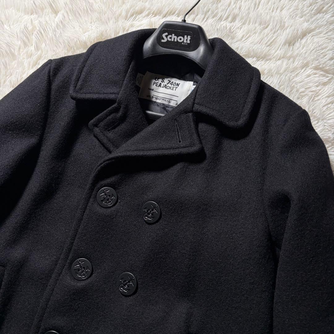 未使用級■schott ピーコート　740BTG キルティング　ブラック　20