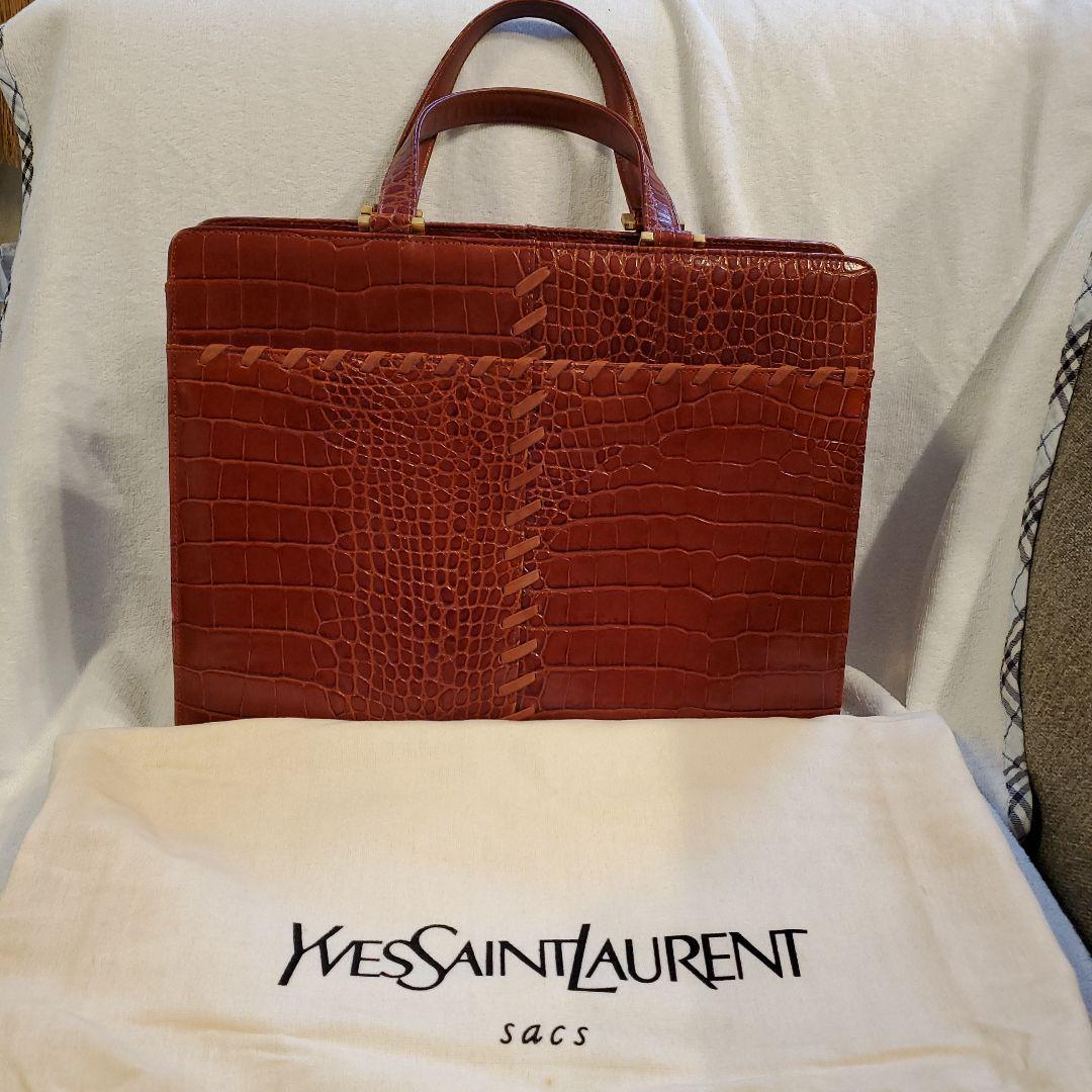 艶々Yves Saint Laurentブラウンビジネスバッグ☆イヴサンローラン