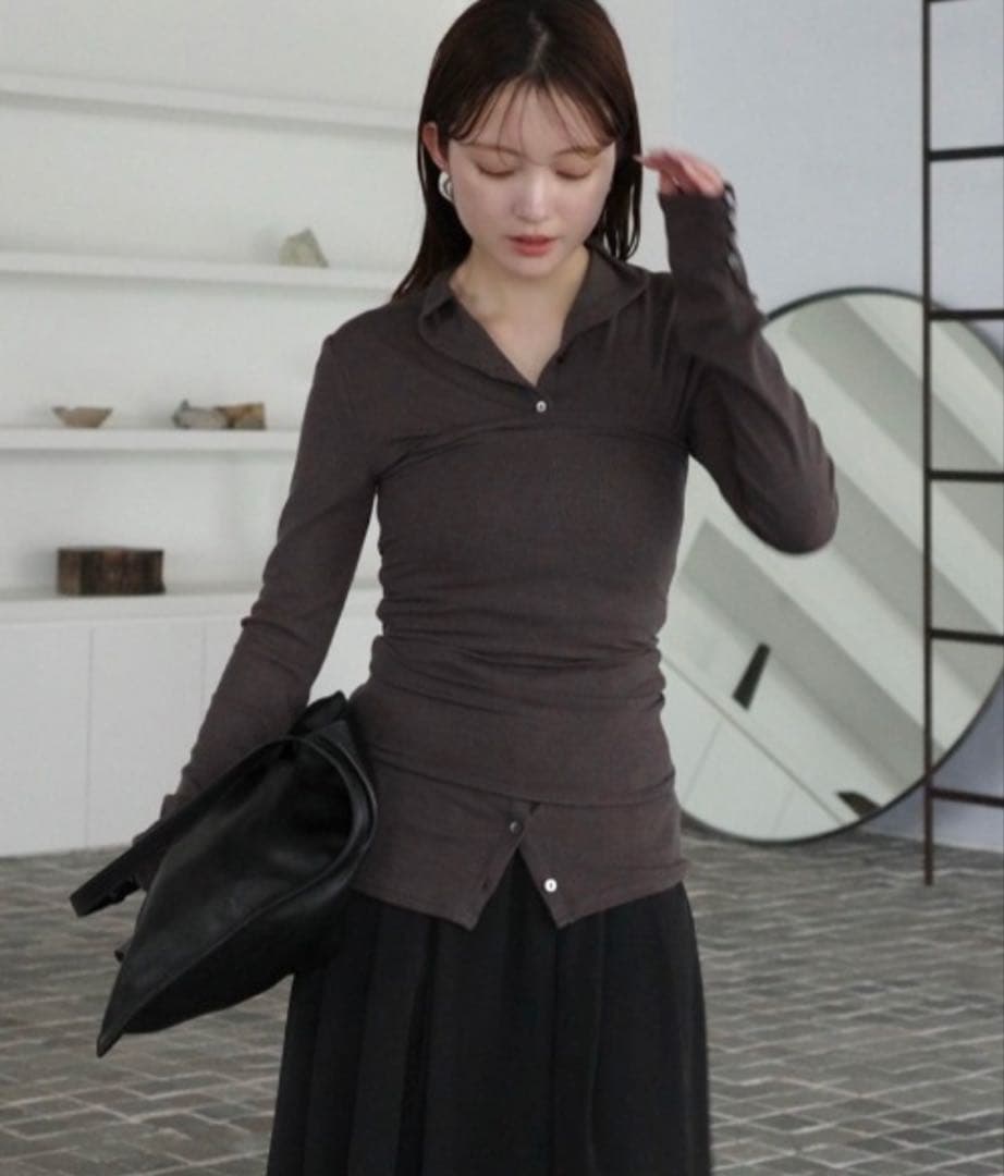 今期新作【anuans】テンセルウールレイヤーカットトップス