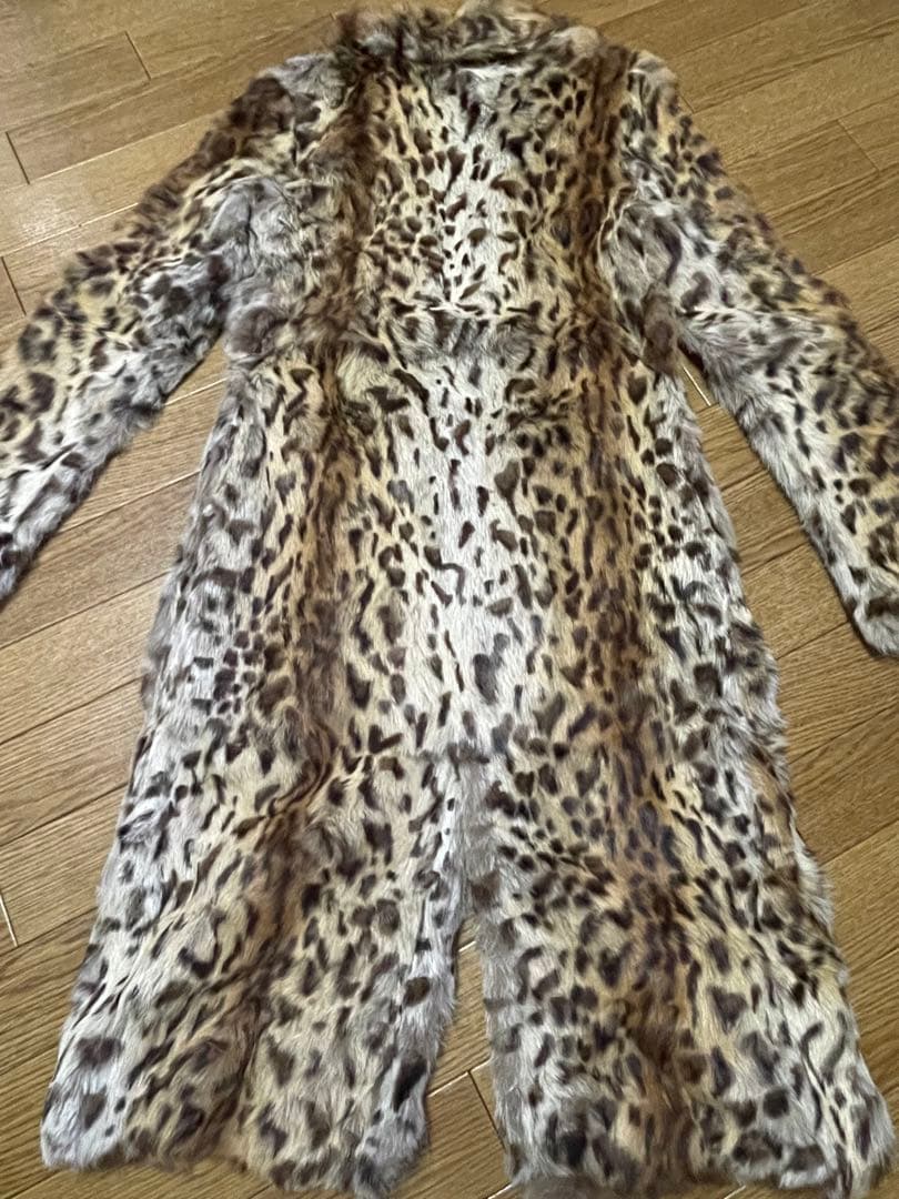 新品未使用　DURAS ヒョウ柄コート　ラビットファー100%