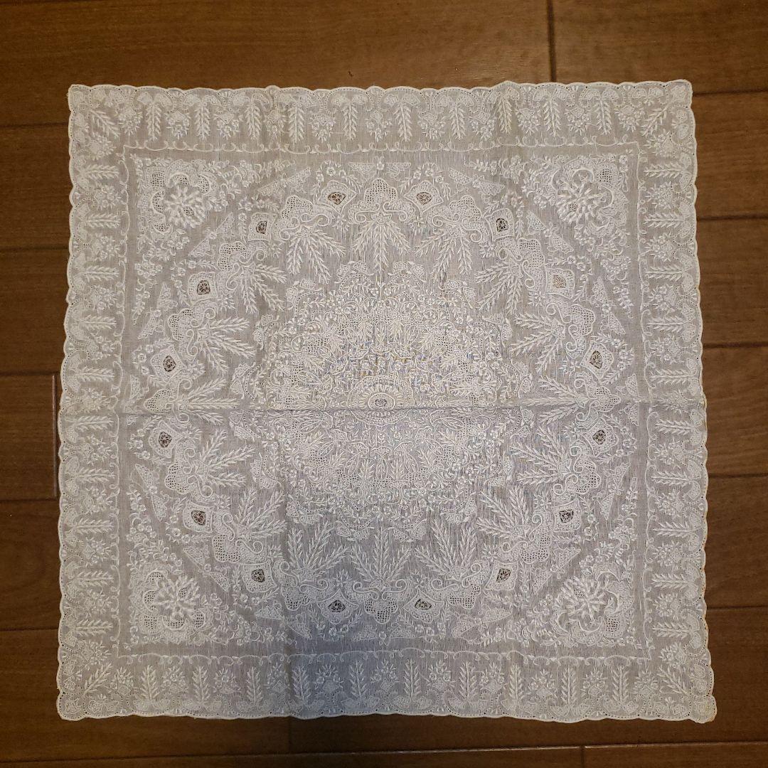スワトウ 汕頭 刺繍 ホワイト レースハンカチ