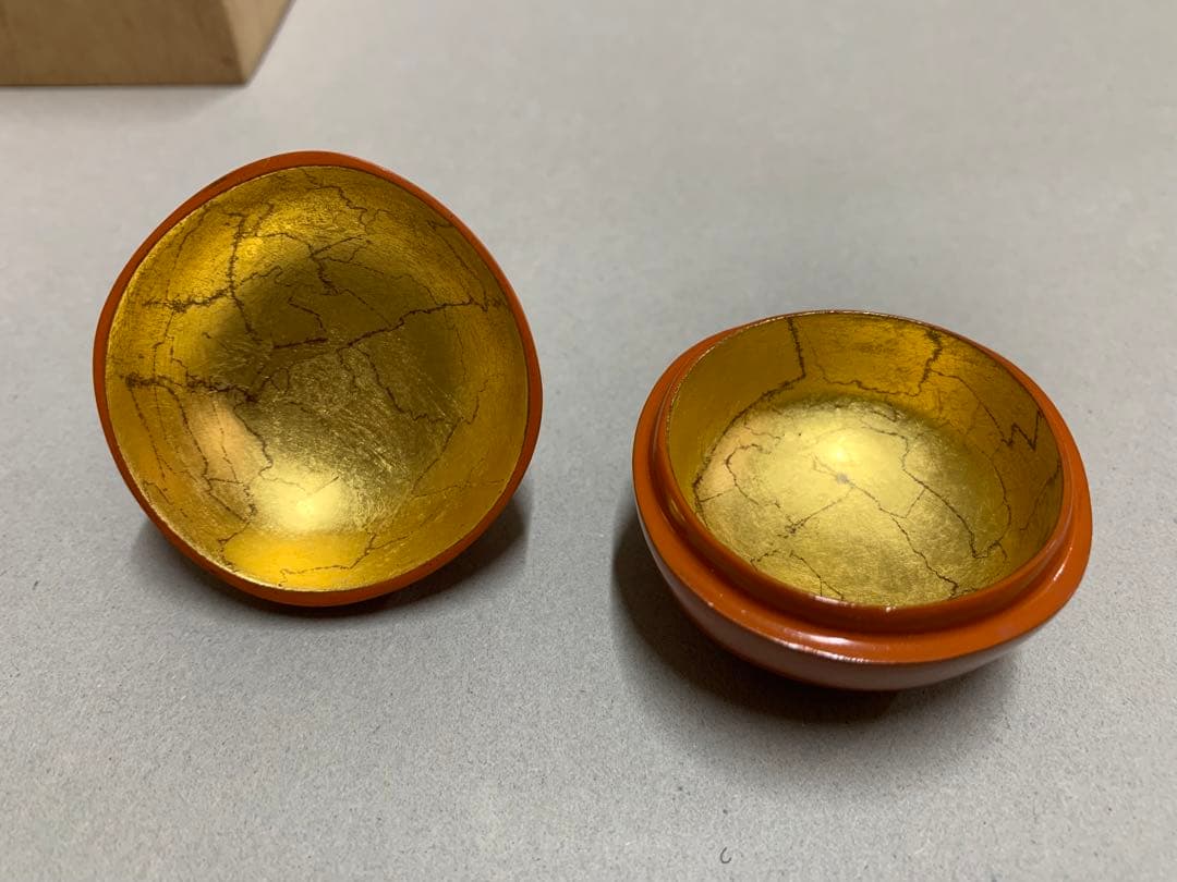 畦地多喜翁作 柿香合 茶道具 漆器 香合 柿型香合 金箔仕上げ