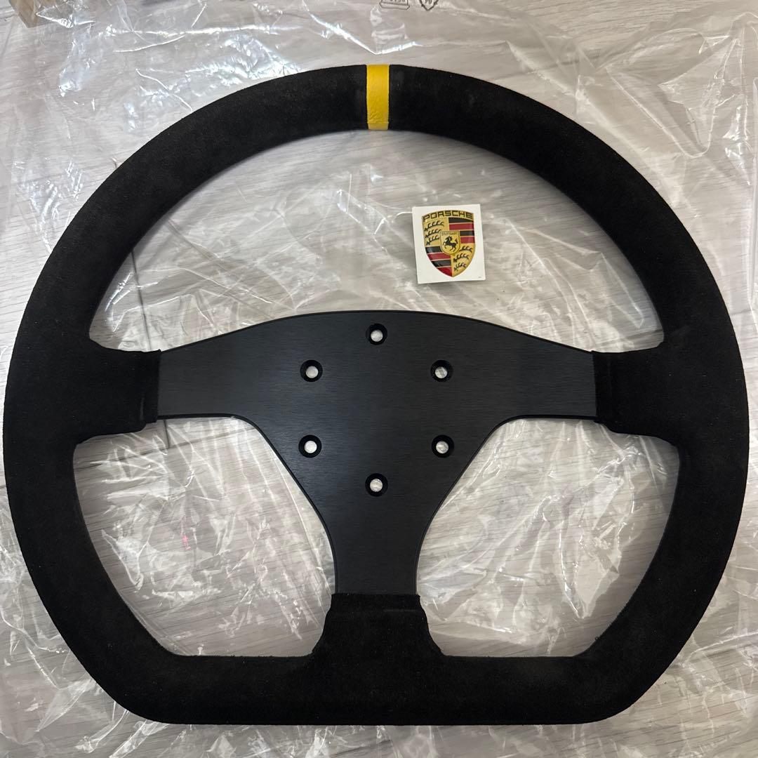 ポルシェ911/991 GT3 CUP ステアリング/黄ステッチ/スエード