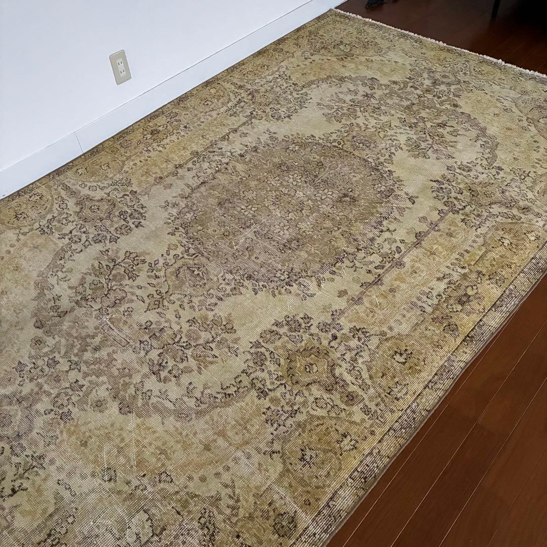 大判イエロー　ヴィンテージラグ　158×276