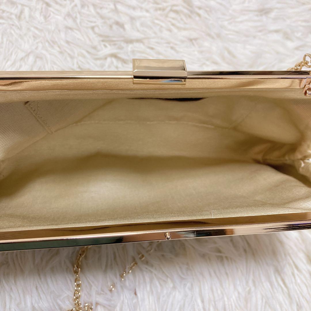 極美品✨AIMER ゴールド フレアタッククラッチバッグ ショルダー 2way