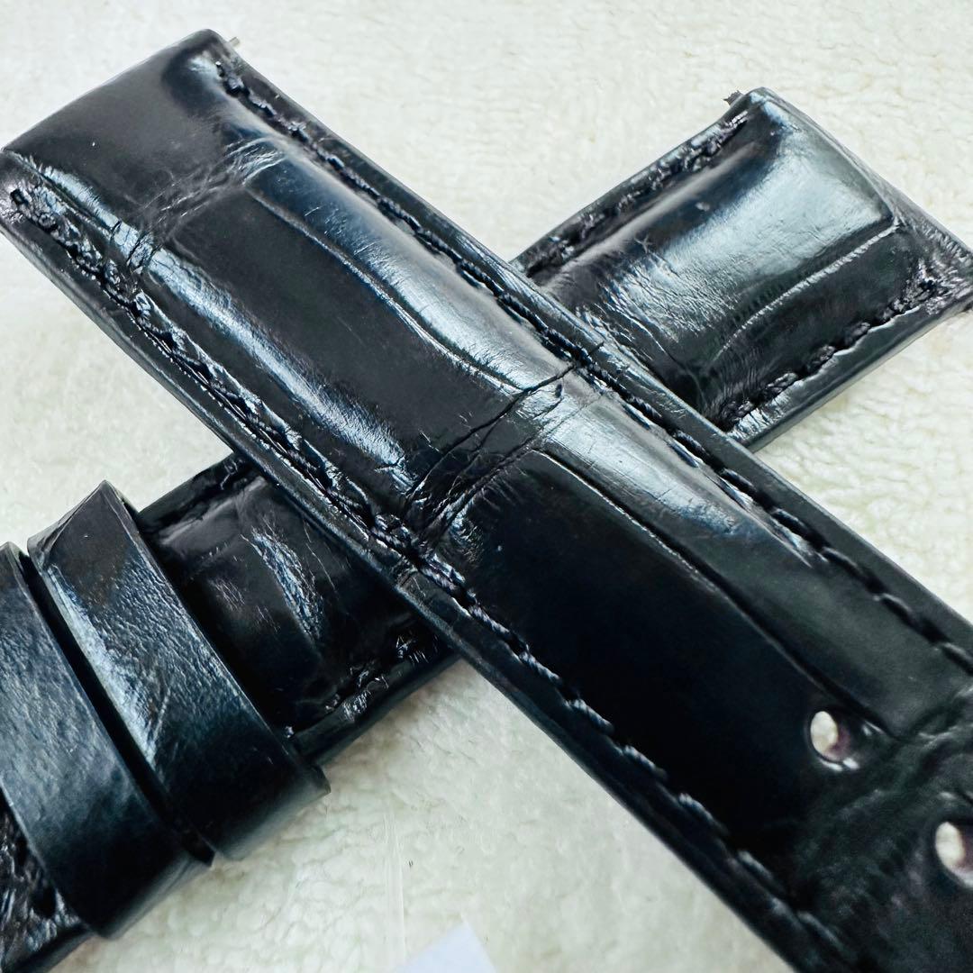 3032#20mm-18mmブラック★本物クロコダイルベルト★スイス製