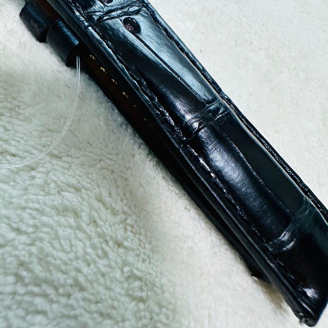 3032#20mm-18mmブラック★本物クロコダイルベルト★スイス製