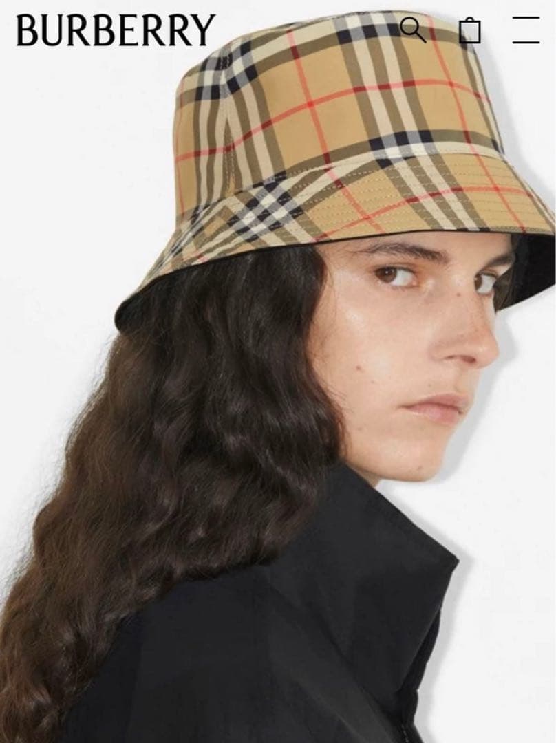 BURBERRY バケットハット ベージュストライプ