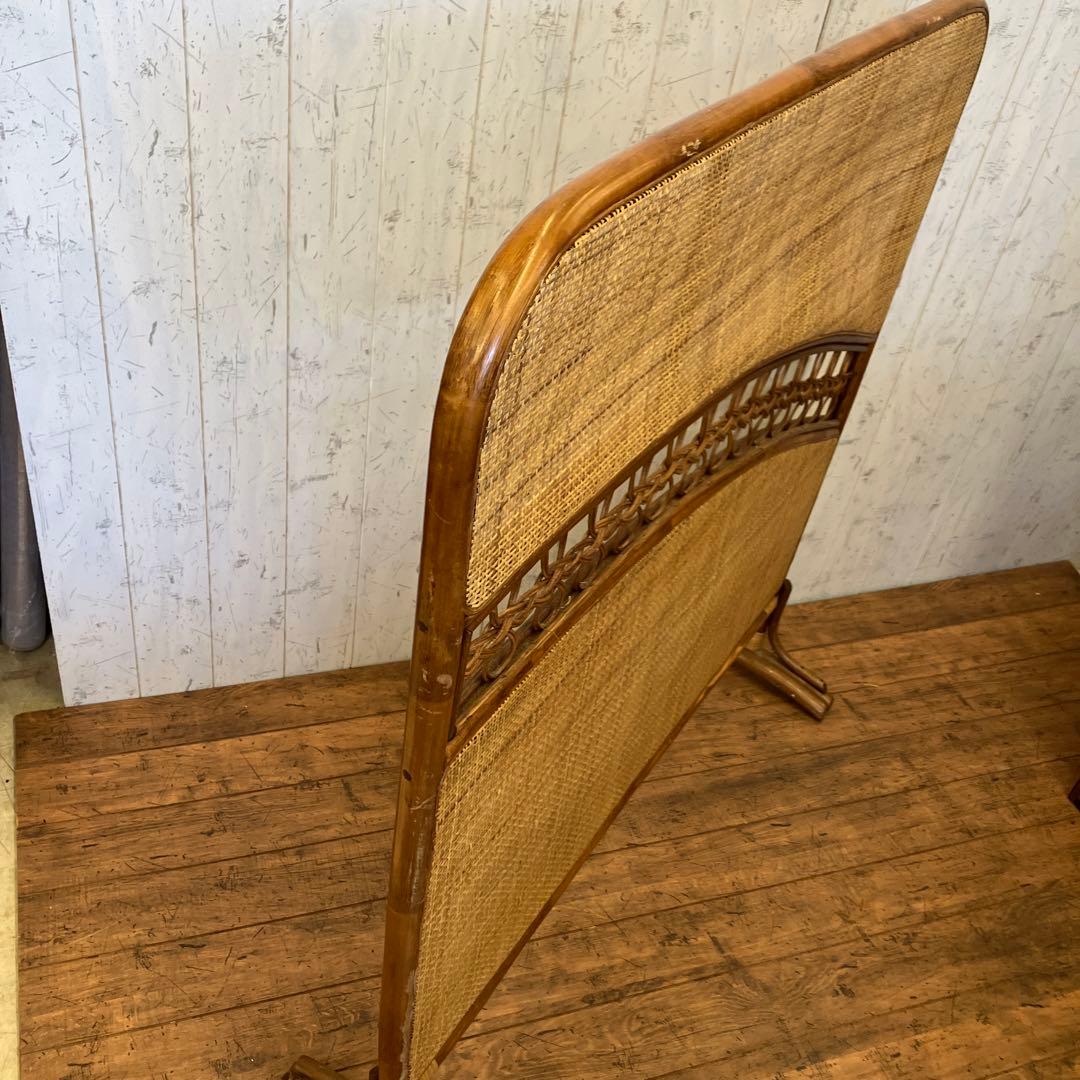 昭和レトロ エスニック ラタンパーテーション 衝立 間仕切り 仕切り 古道具