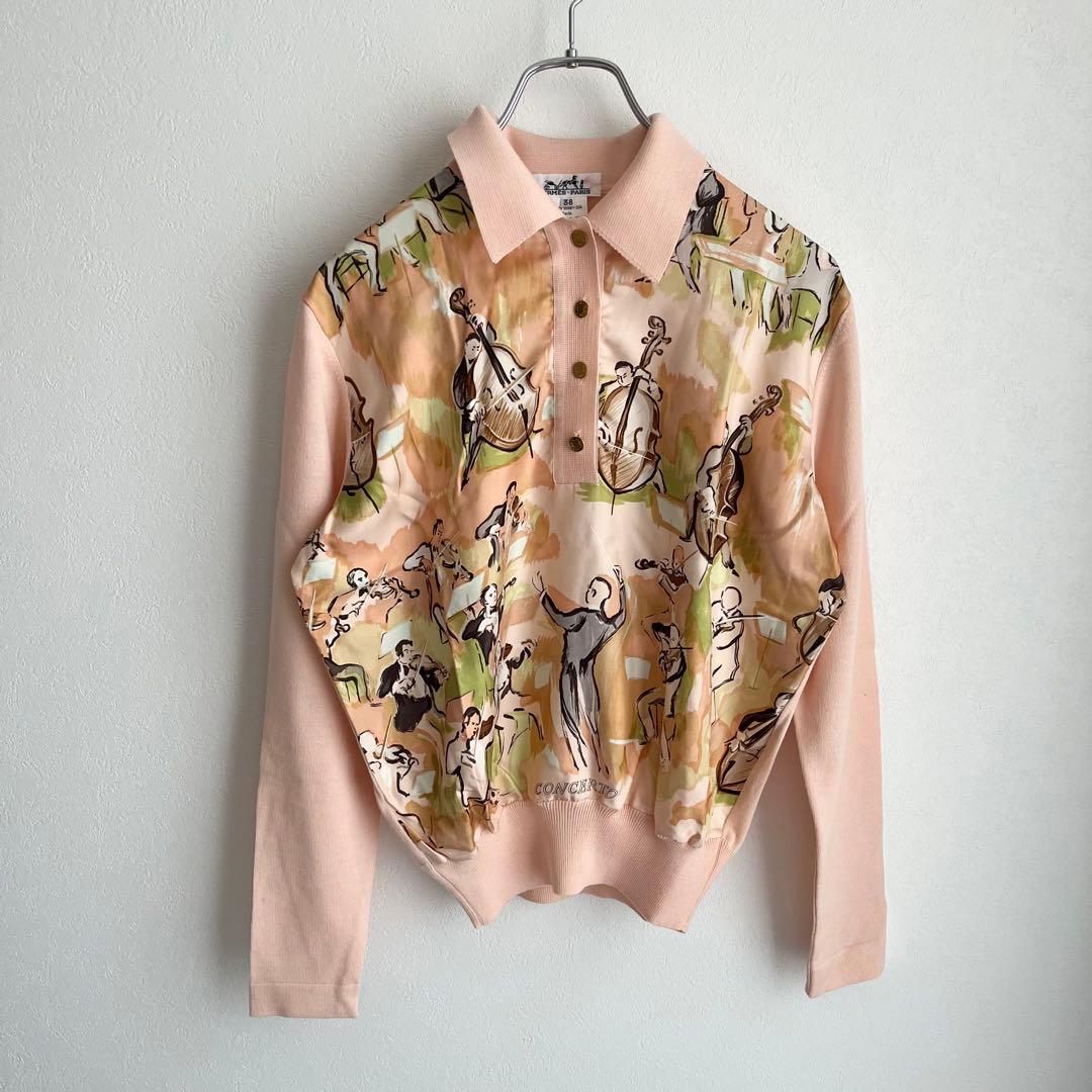 【未使用級✨】HERMES ニット　ポロシャツ　シルク100% セリエボタン