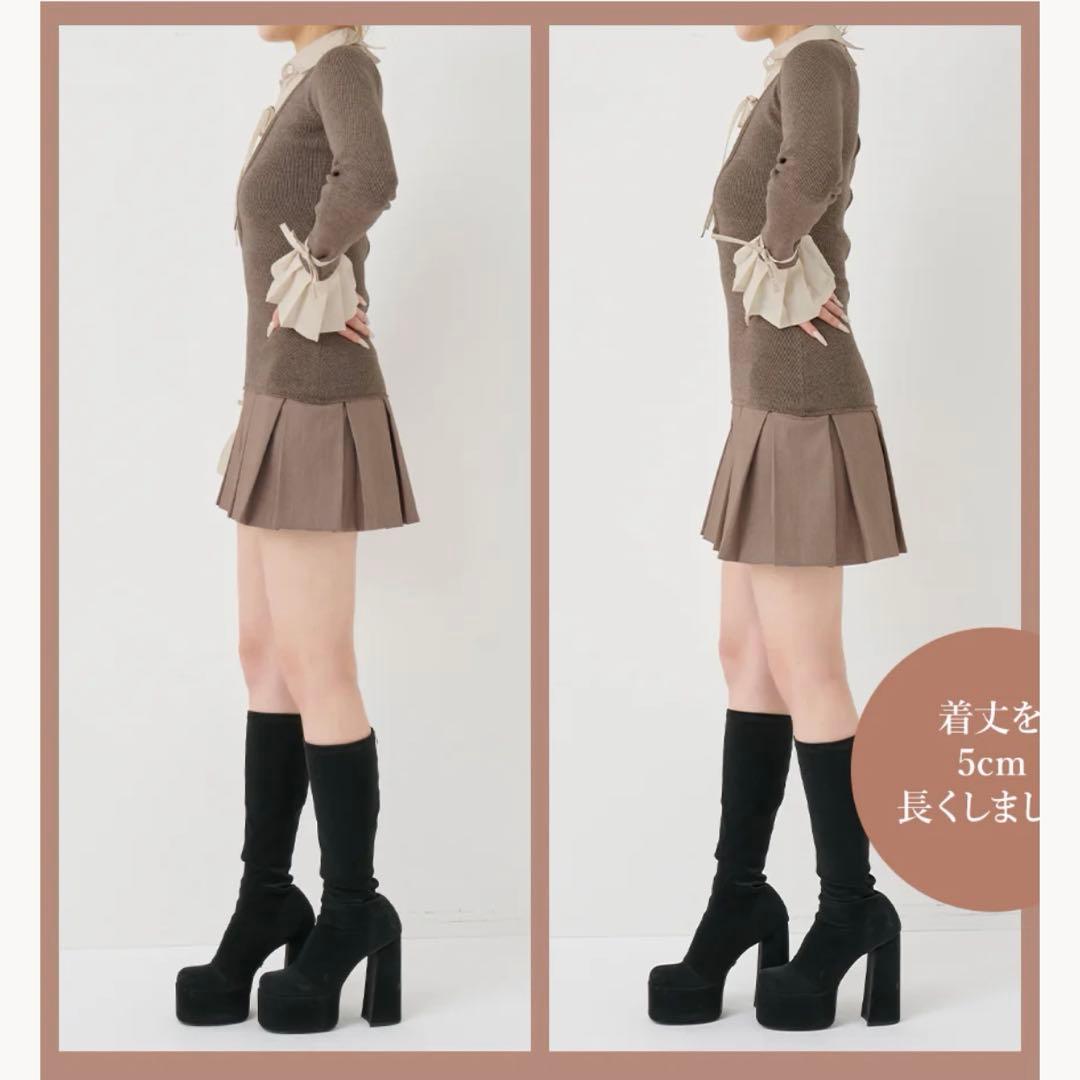 Darich シャツドッキングプリーツミニワンピース GRY FL