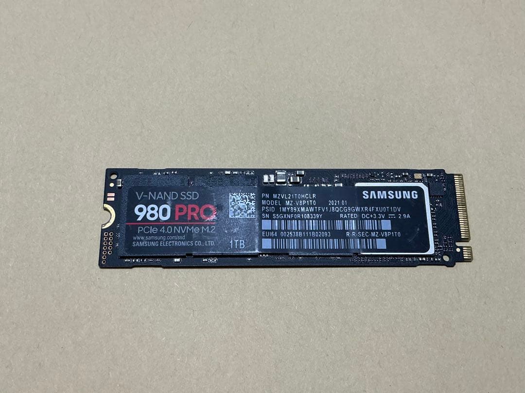 Samsung SSD 980 PRO 1TB M.2★使用時間：13ｈ