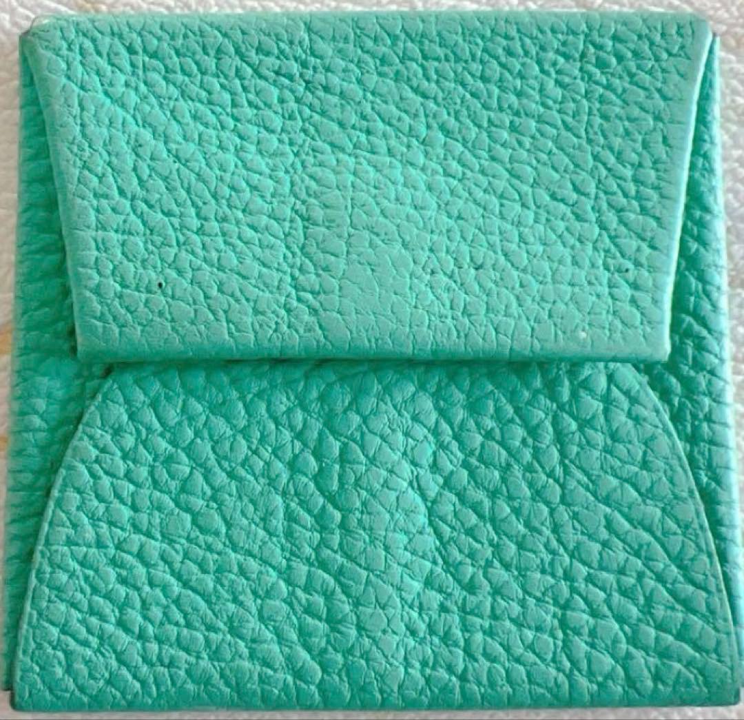 ひつじ様エルメス ケース バスティア グリーン ミント 美品 小銭入レザー