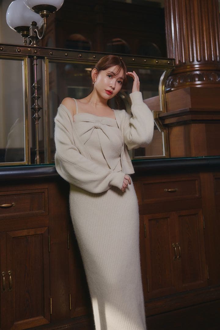 トップス Herlipto Lydie Ribbon-Tie Knit Ensemble