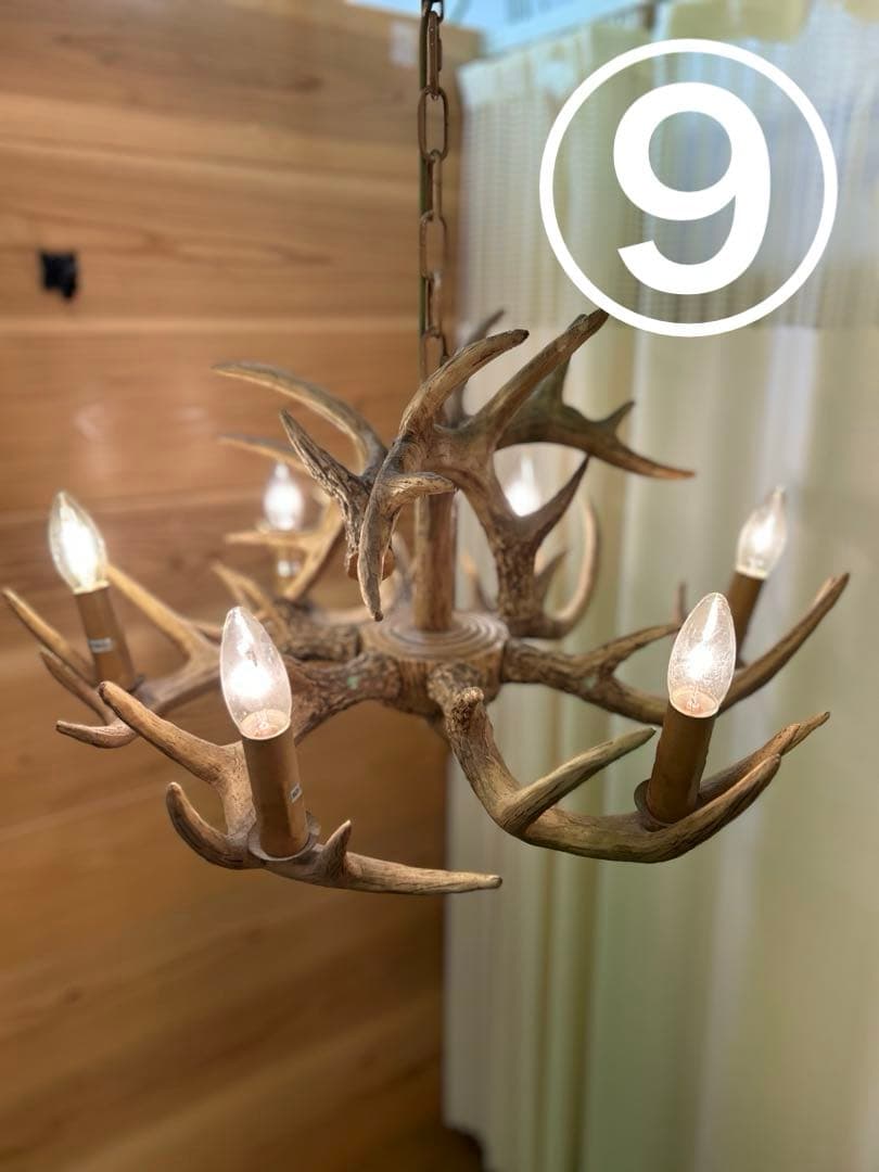 （中古）北欧 鹿の角 ライト⑨天井照明器具シーリングライト シャンデリア