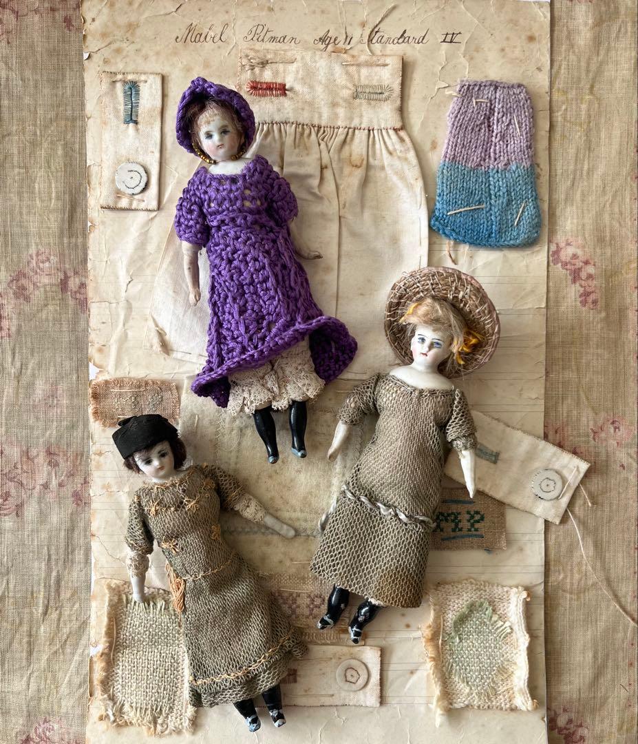 アンティークビスクドール陶器小さなドールミニョネット レトロ人形ハンドメイド