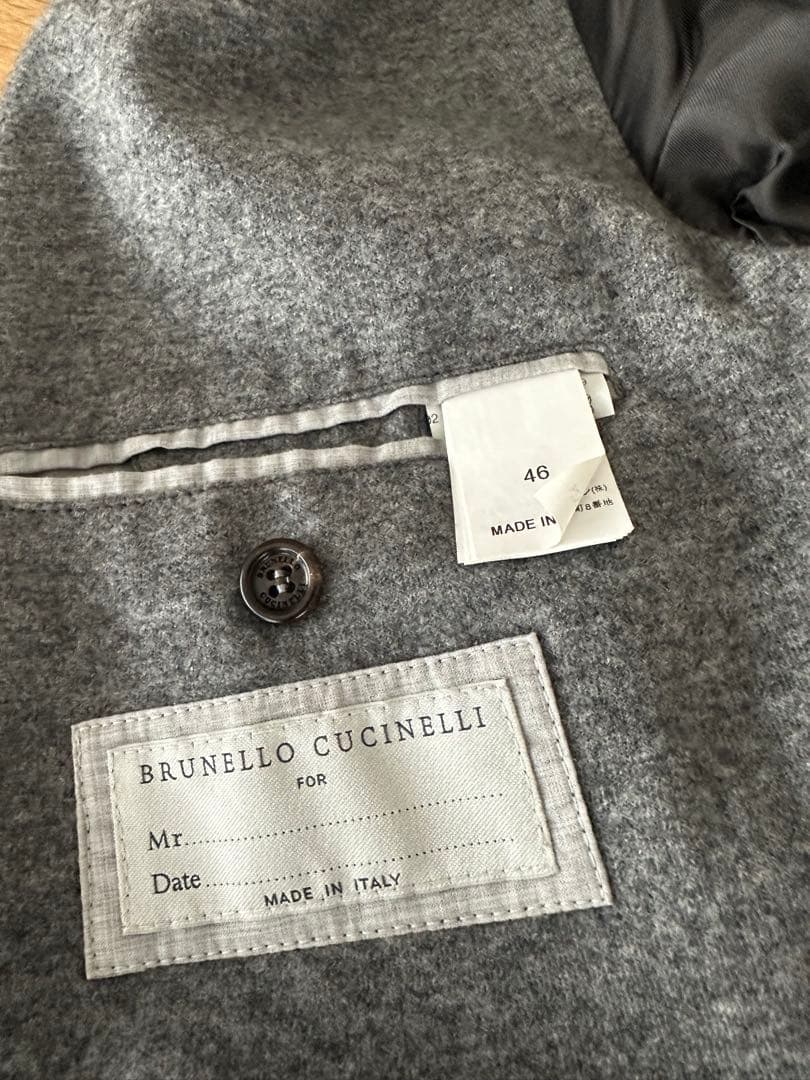 ブルネロクチネリ　カシミア100 テーラードジャケット　ミディアムグレー