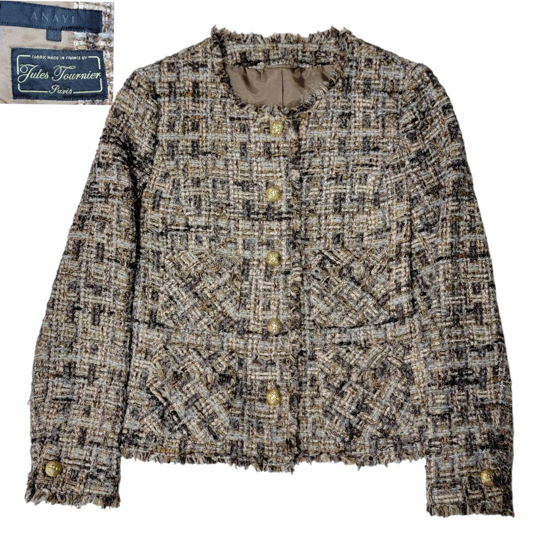 【極美品】ANAYI アナイ tournier社 金ボタン ツイードジャケット