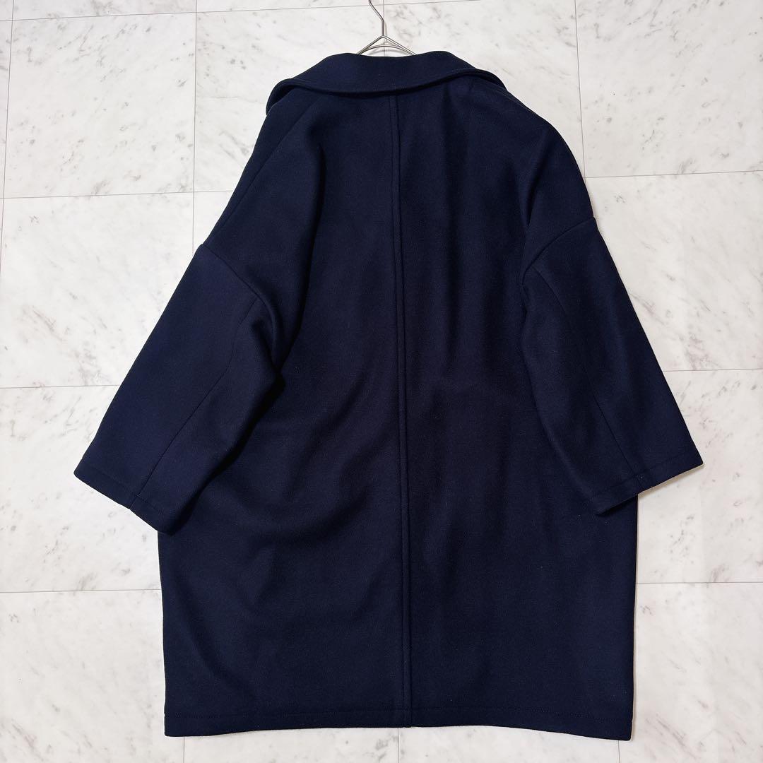 極美品 フレームワーク 23AW ロングPコート ダブルフェイス ゆったり 紺