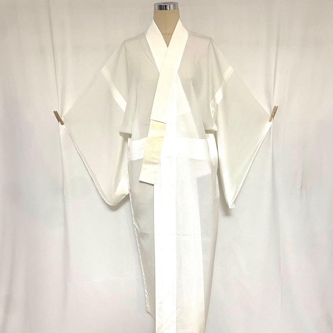 5k1849 長襦袢　正絹　夏物　薄物　絽　白　無地　和装　着物