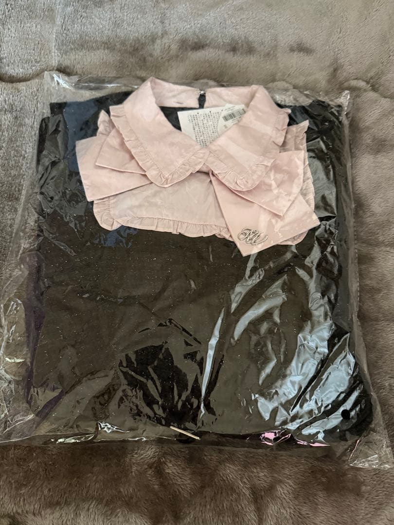 Honey mewビッグリボンツイードプリーツワンピース ブラック XSサイズ