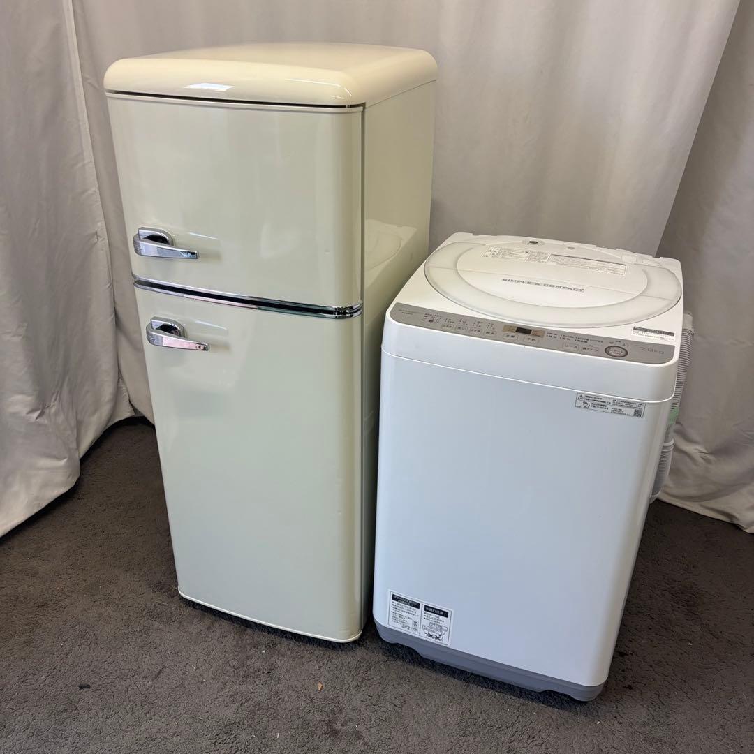 90❤️　レトロ冷蔵庫　洗濯機　7キロ　一人暮らし　シャープ　安い　中古　設置無料