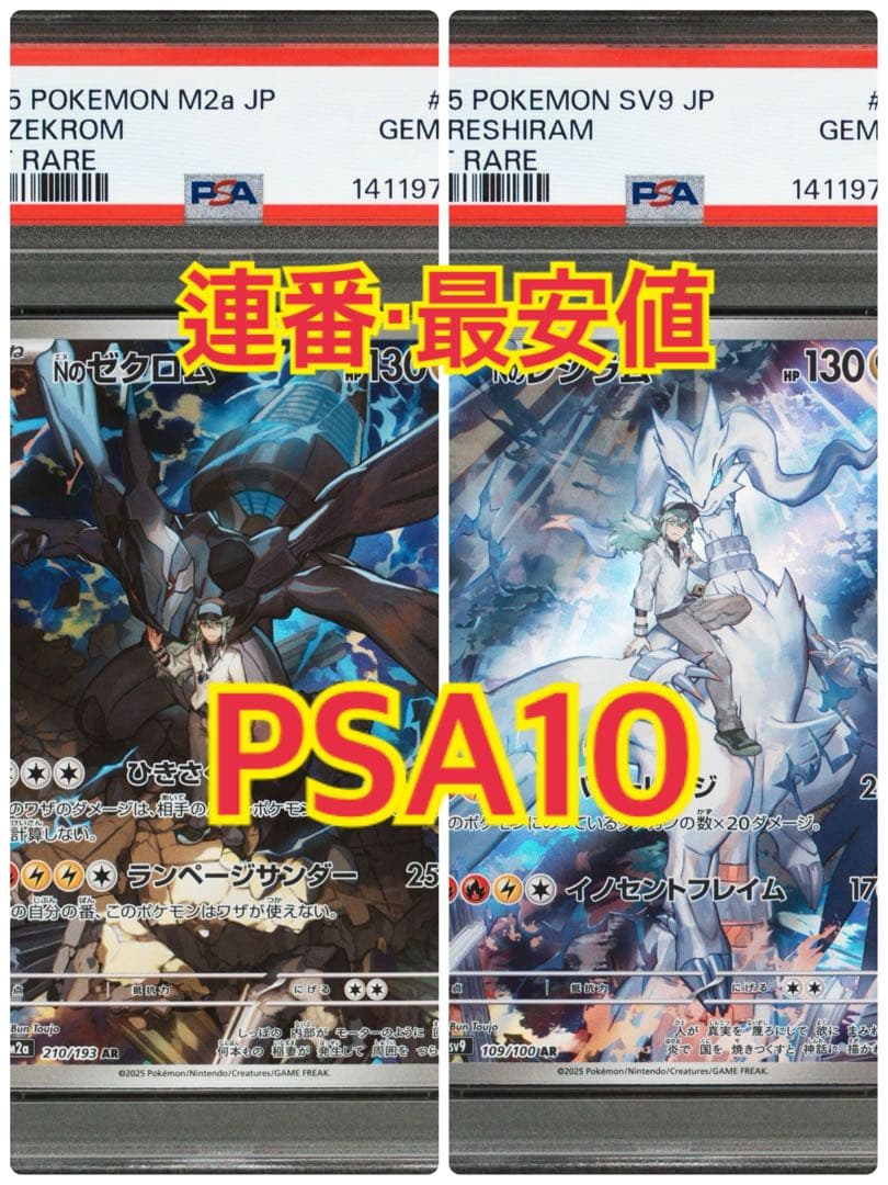 最安値・連番！【PSA10】Nのゼクロム・Nのレシラム　AR