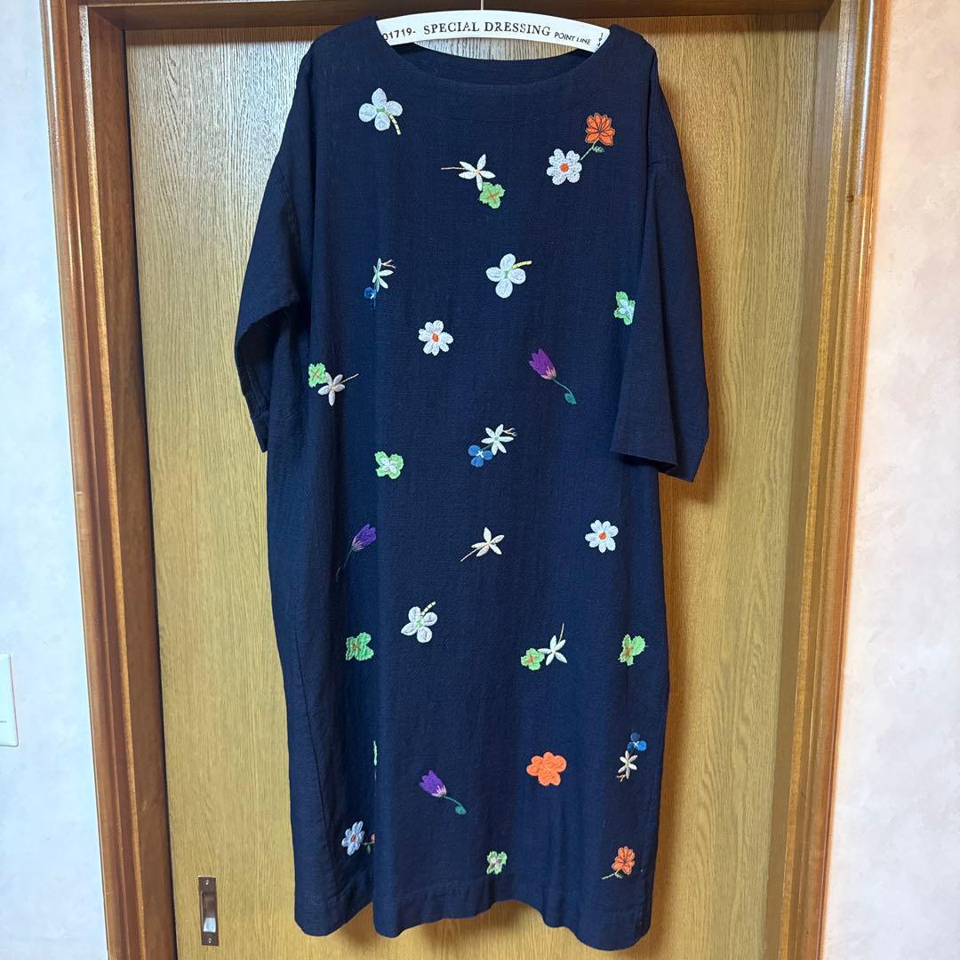 ♡ 45rpmお花刺繍 ワンピース インディゴ ♡