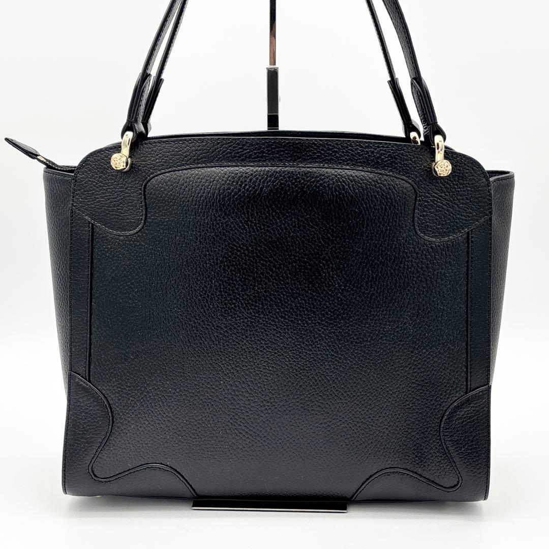 【美品】ANNA SUI 自立 底鋲 肩掛け A4 ビジネスバッグ ロゴ レザー