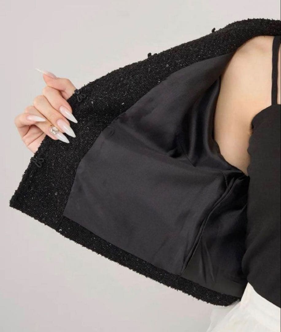 Darichダーリッチ スパンコールツイードジャケット ブラック