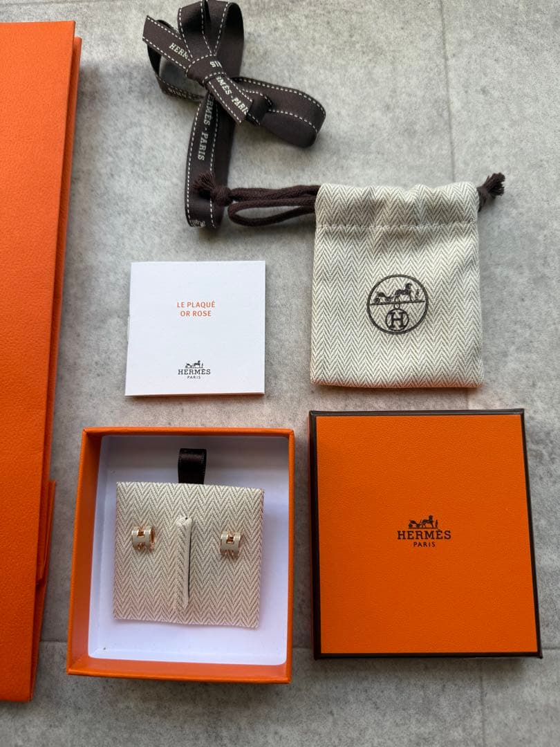 （4/23迄❣️）新品未使用 エルメス ミニポップH ピアス マロングラッセ