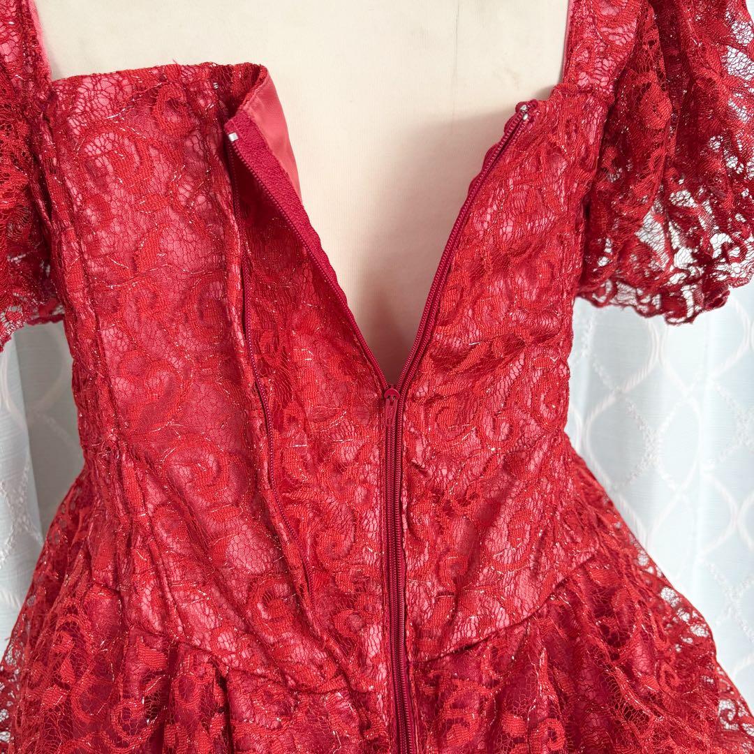 【大きいサイズ】カラオケ衣装 ステージドレス レース仕立てのワインカラードレス