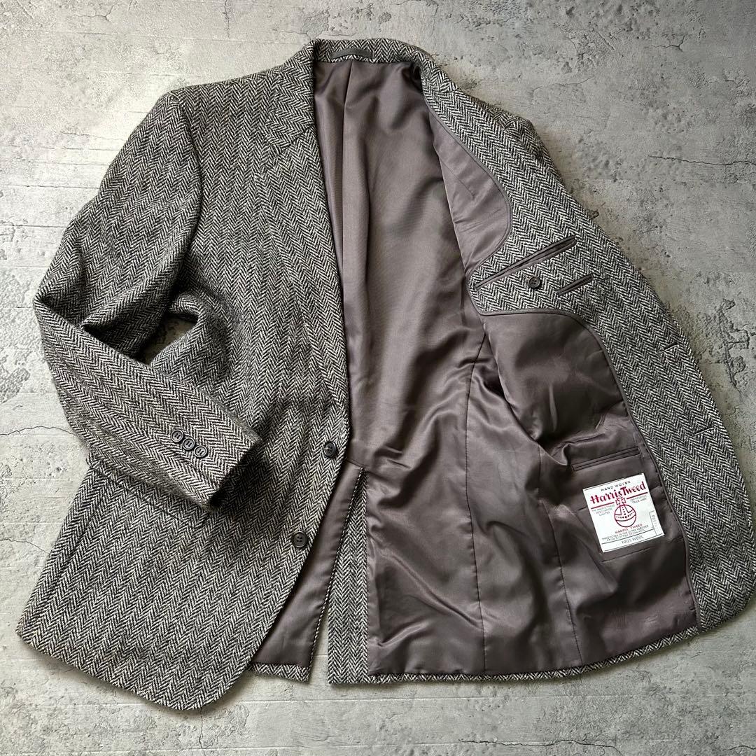 極美品 ハリスツイード ヘリンボーン AB7 テーラードジャケット ブレザー