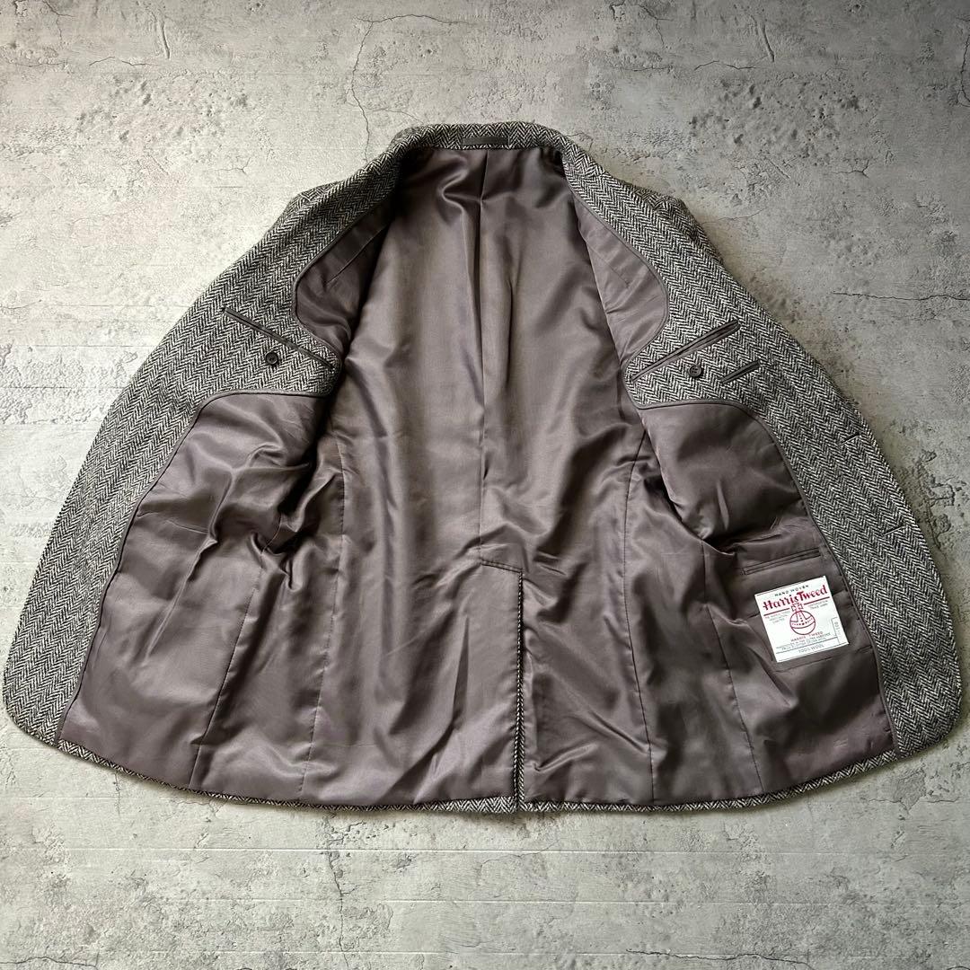 極美品 ハリスツイード ヘリンボーン AB7 テーラードジャケット ブレザー