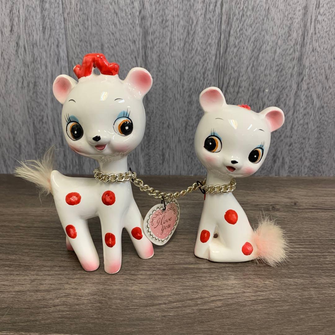 m091701m 内藤ルネ　バンビ　置物　インテリア　陶器　昭和レトロ