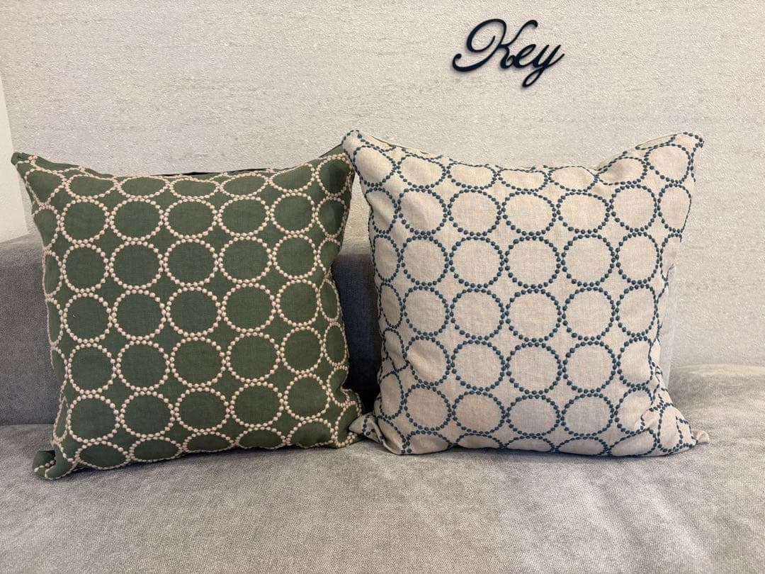 ミナペルホネン　ハンドメイドクッションカバー★タンバリンライトグリーンxベージュ