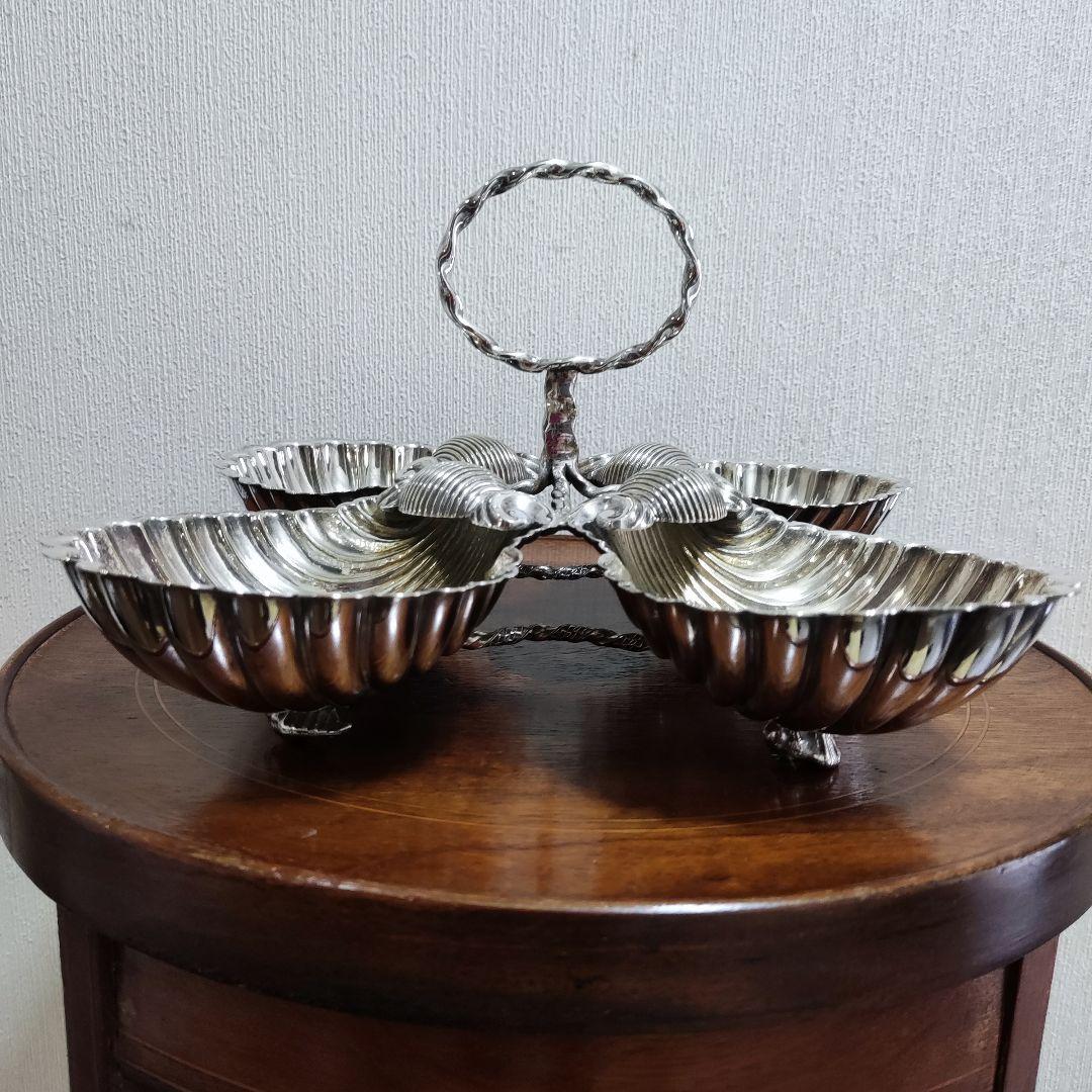 シェル型トレイ　パーティー　オードブルデッシュ　シルバープレート？？アンティーク