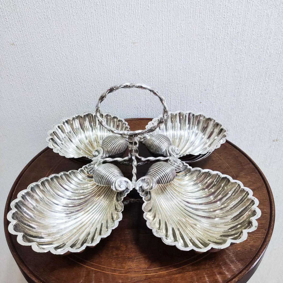 シェル型トレイ　パーティー　オードブルデッシュ　シルバープレート？？アンティーク