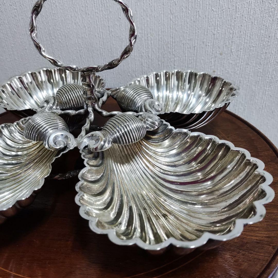 シェル型トレイ　パーティー　オードブルデッシュ　シルバープレート？？アンティーク