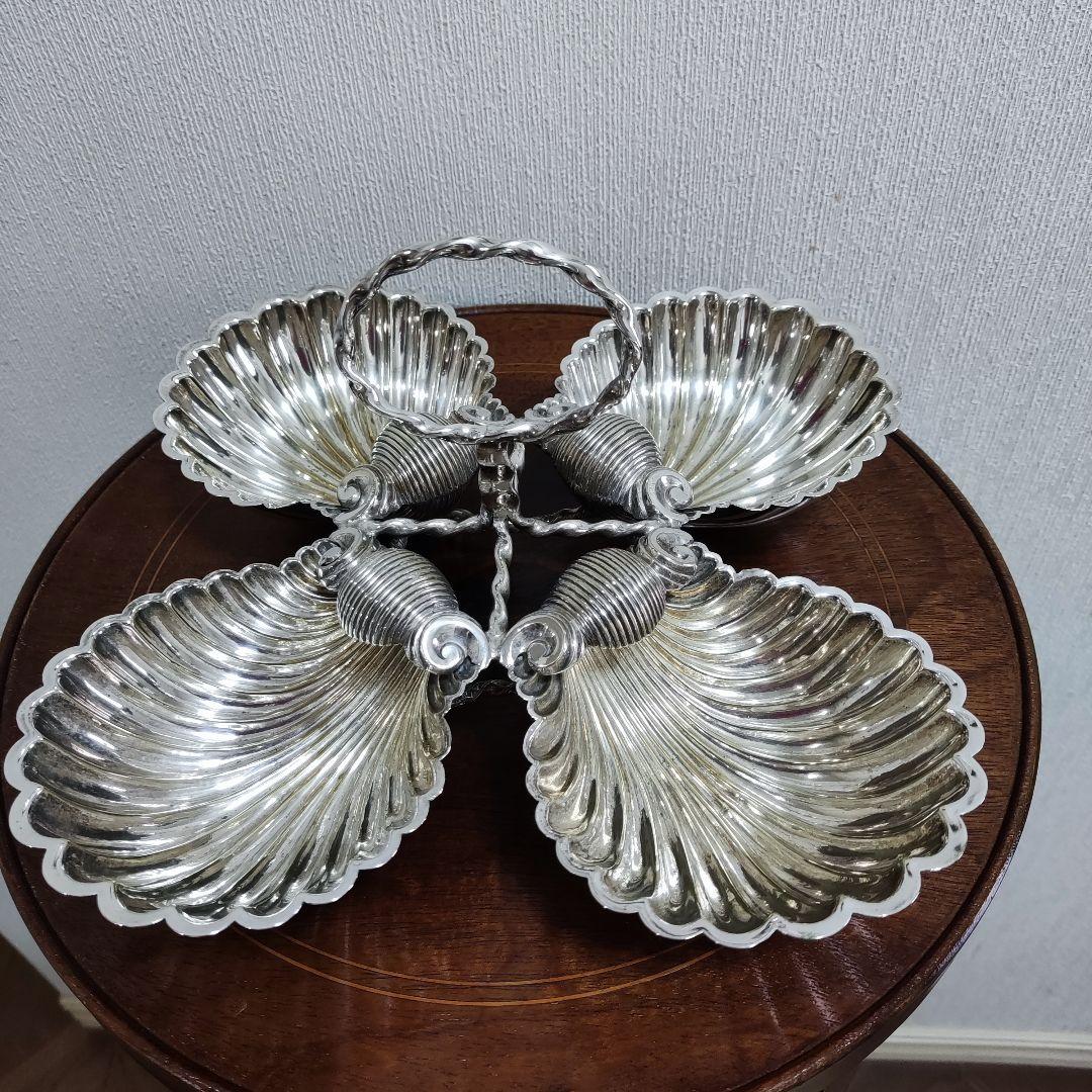 シェル型トレイ　パーティー　オードブルデッシュ　シルバープレート？？アンティーク