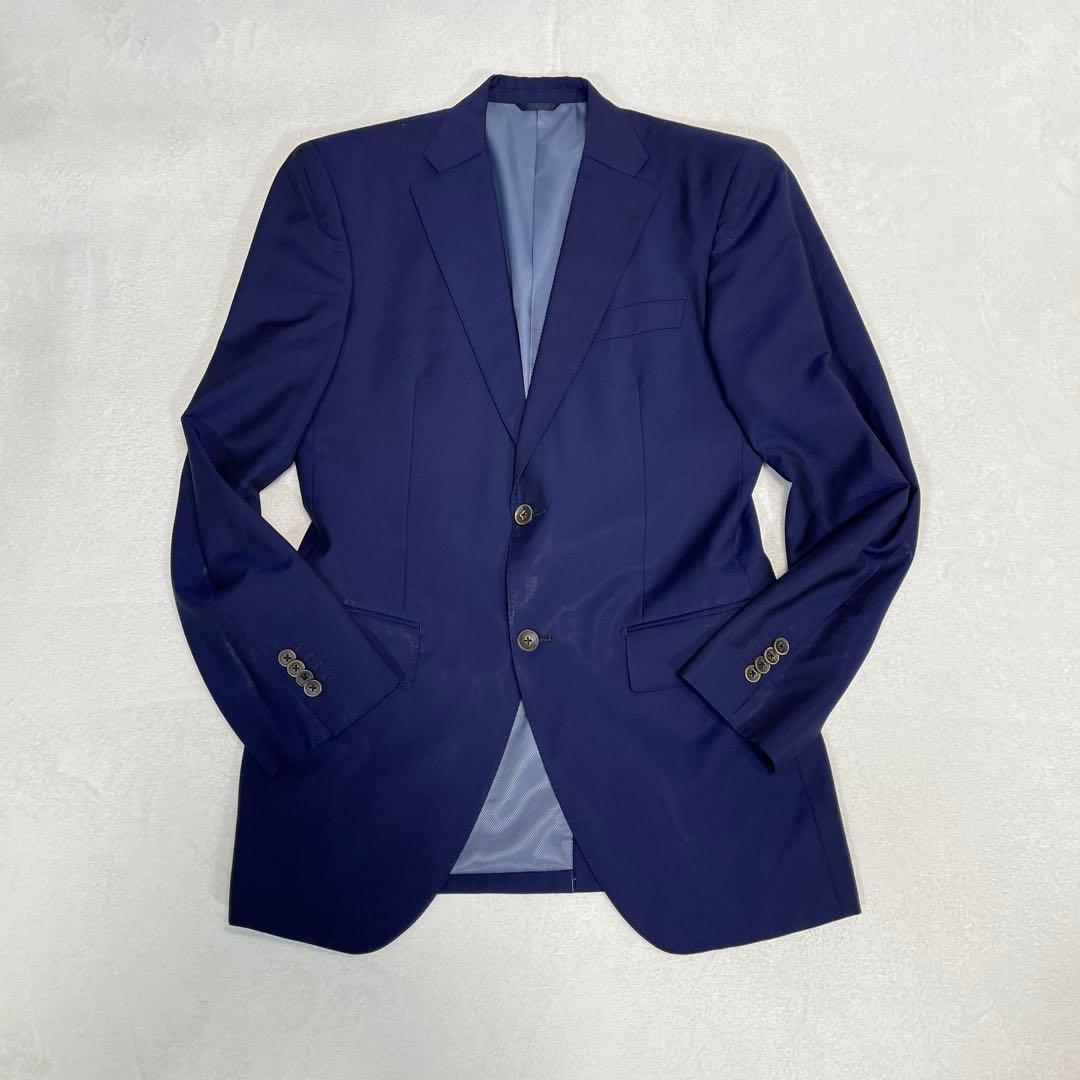 麻布テーラー×カノニコ セットアップスーツ ウールモヘア 紺 ネイビー M