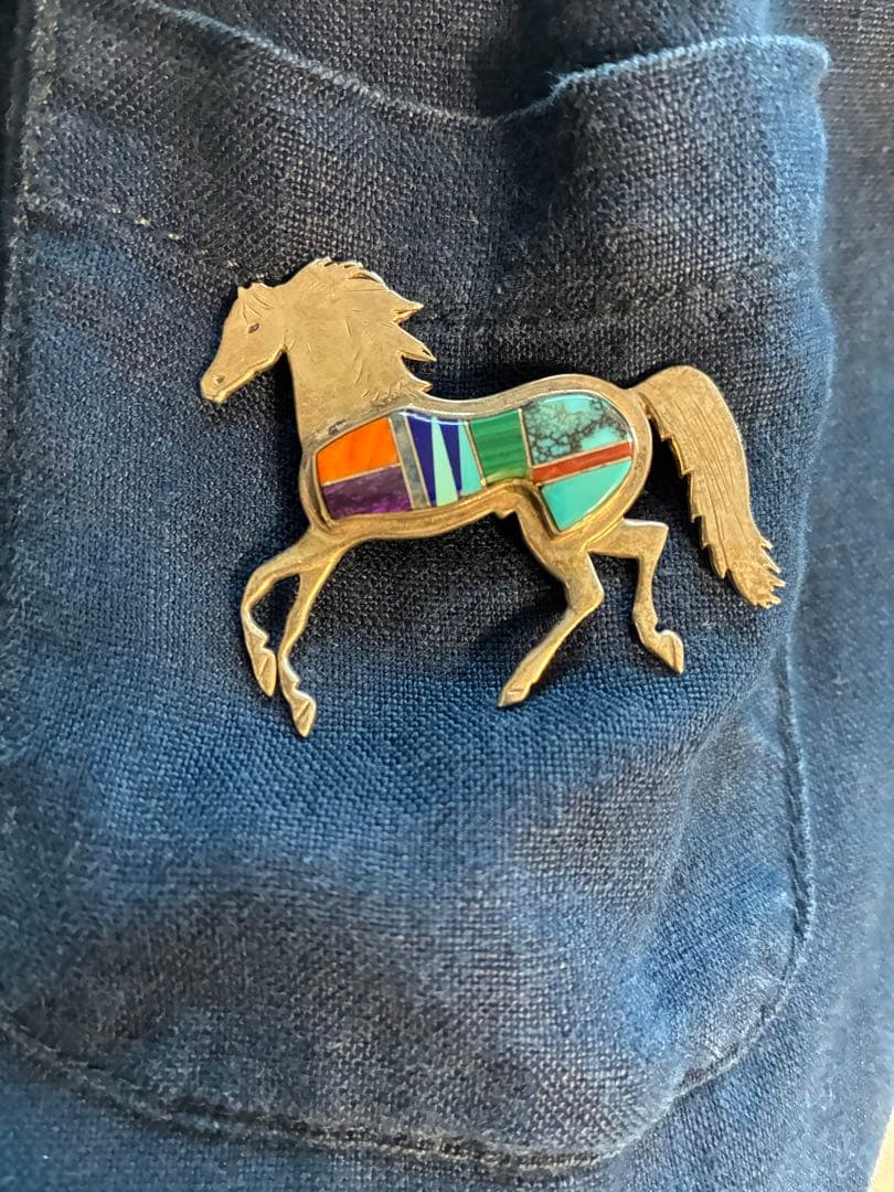 最終値下げ　ヴィンテージ　インディアンジュエリー　ピンバッジピン　作家物　　馬