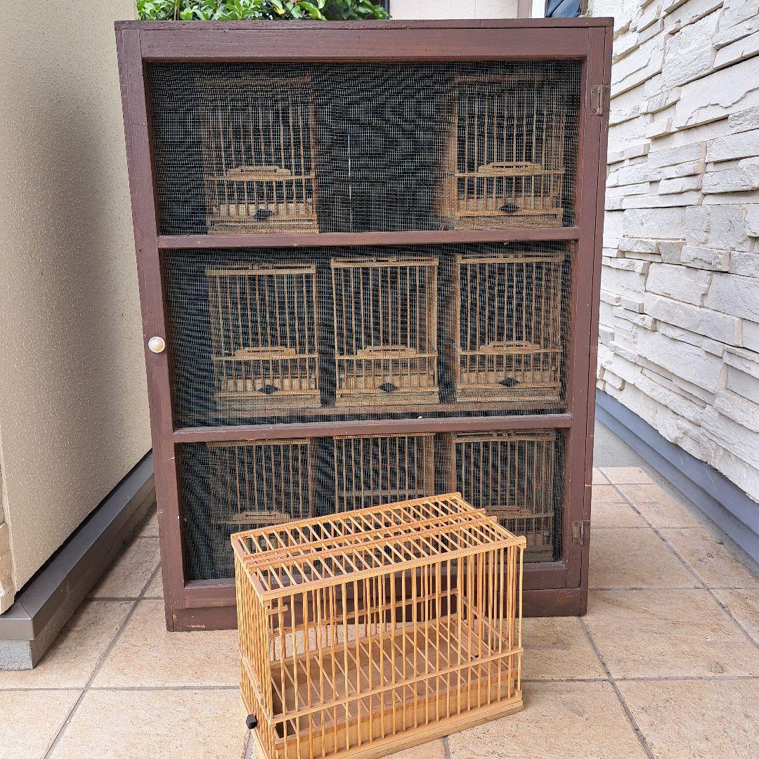 鳥籠　鳥かご　メジロ　9個　+　収納木棚
