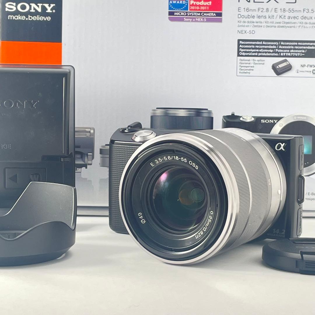 【美品・返品保証】Sony NEX-5 ブラック標準ズームレンズキット