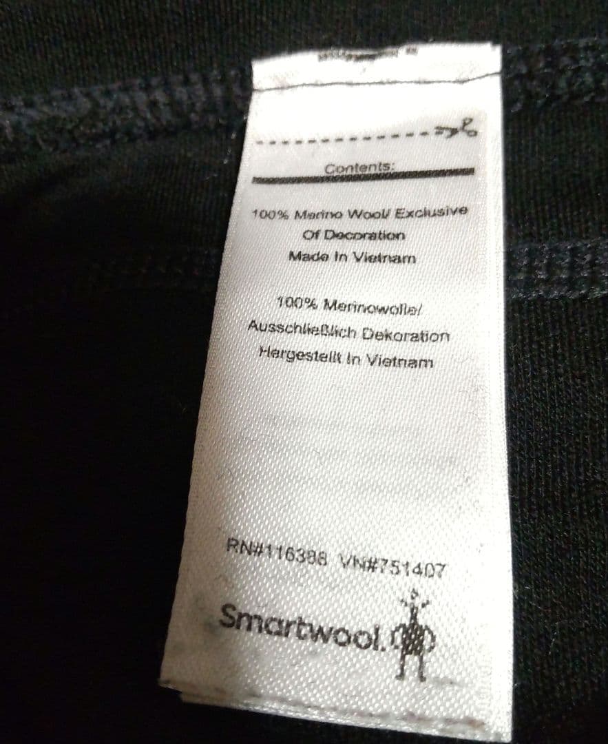 美品メリノウール100％ スマートウール レディース250g/m2厚手 黒М
