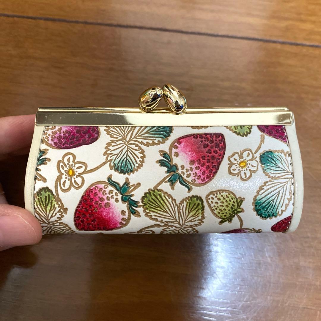 文庫屋大関 いちご柄 限定色 がま口ケース廃盤品 貴重