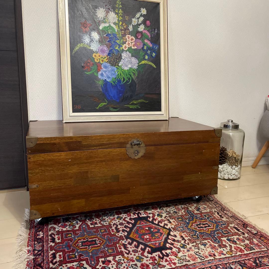 アンティーク　テーブル　衣装箱　木箱