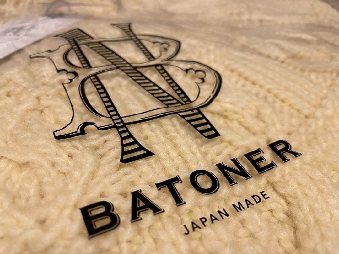 BATONER アイボリー アランニットセーター