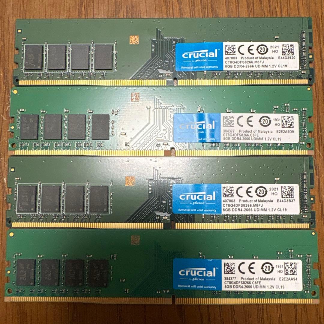 Crucial メモリ DDR4-2666 32GB=8GB×4枚