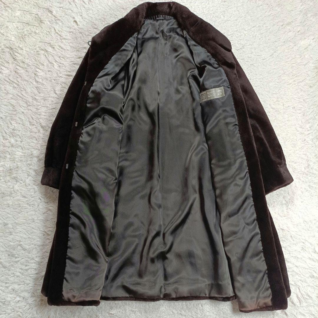 美品✨サガミンク　シェアードミンク　銀タグ　装飾ボタン　ロング丈　大きめサイズ